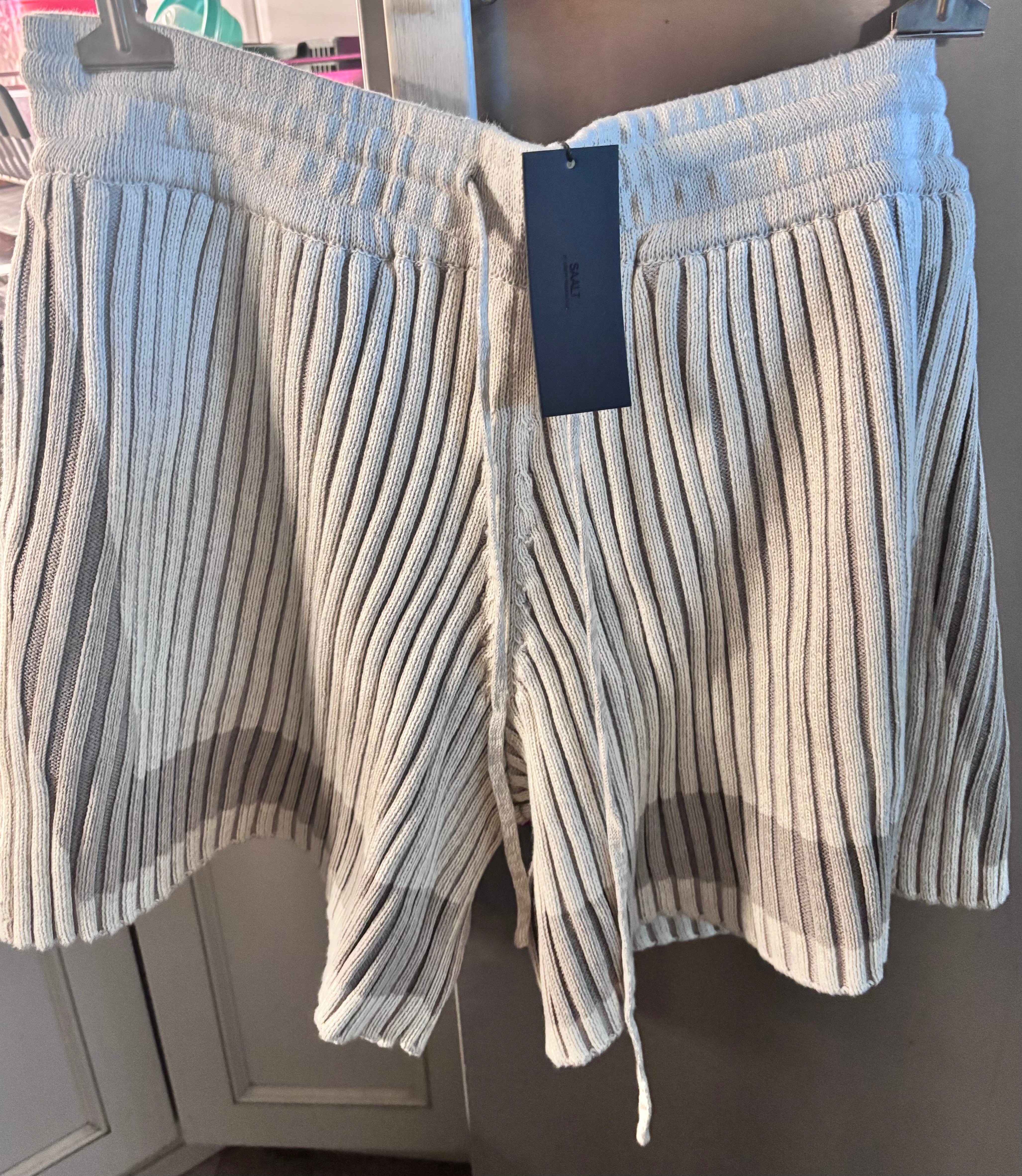 Saalt Studio Ribbed Knit Lounge Shorts – Smoke – Size Large – NWT