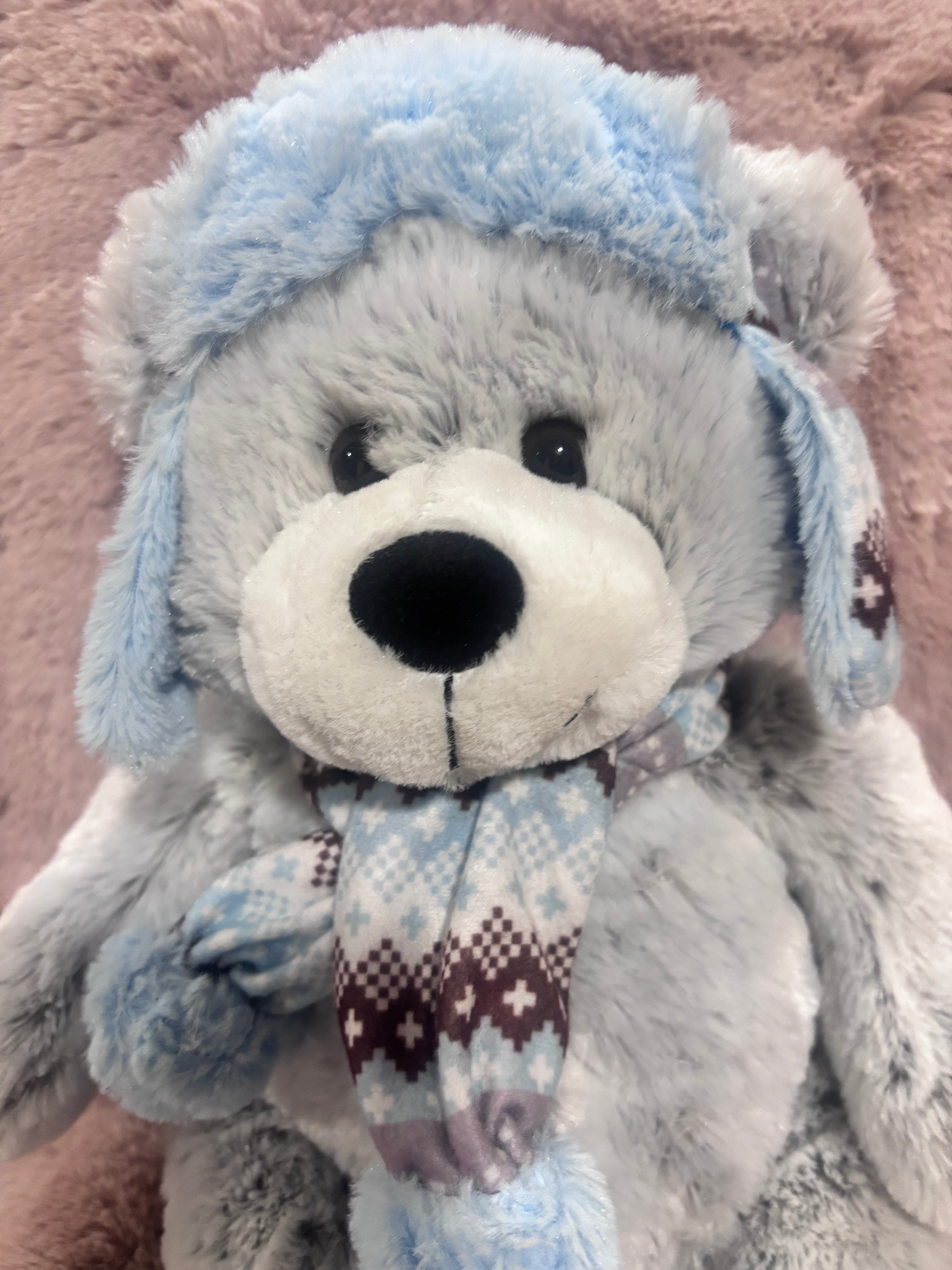 Hug Fun International Plush Bear – 17.5” Super Soft Winter Bear