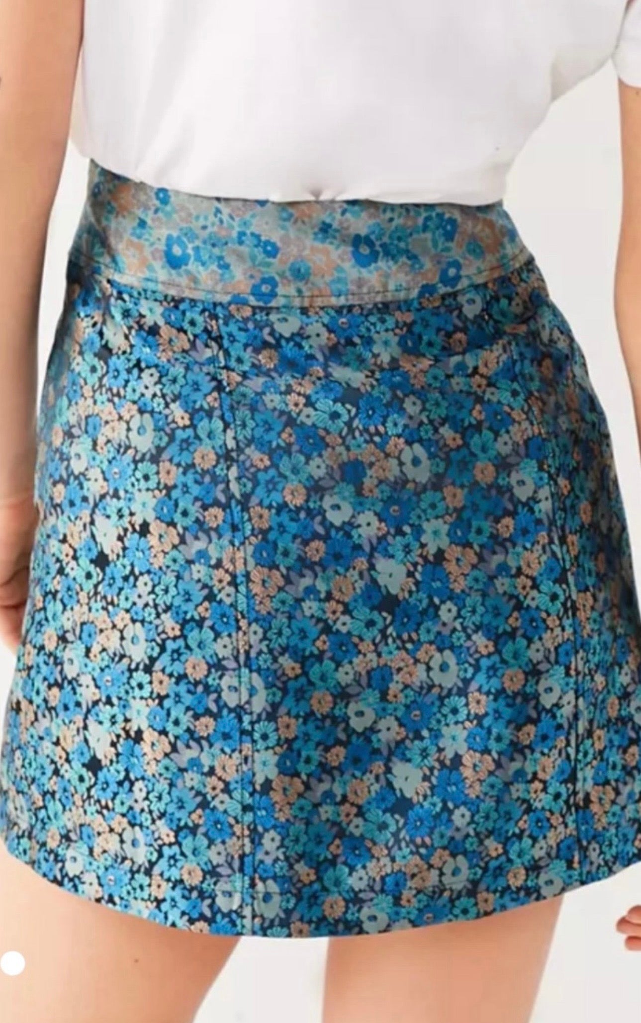 Urban Outfitters Blue Floral Mini Skirt XS/TP | High-Waisted Button Front Chic
