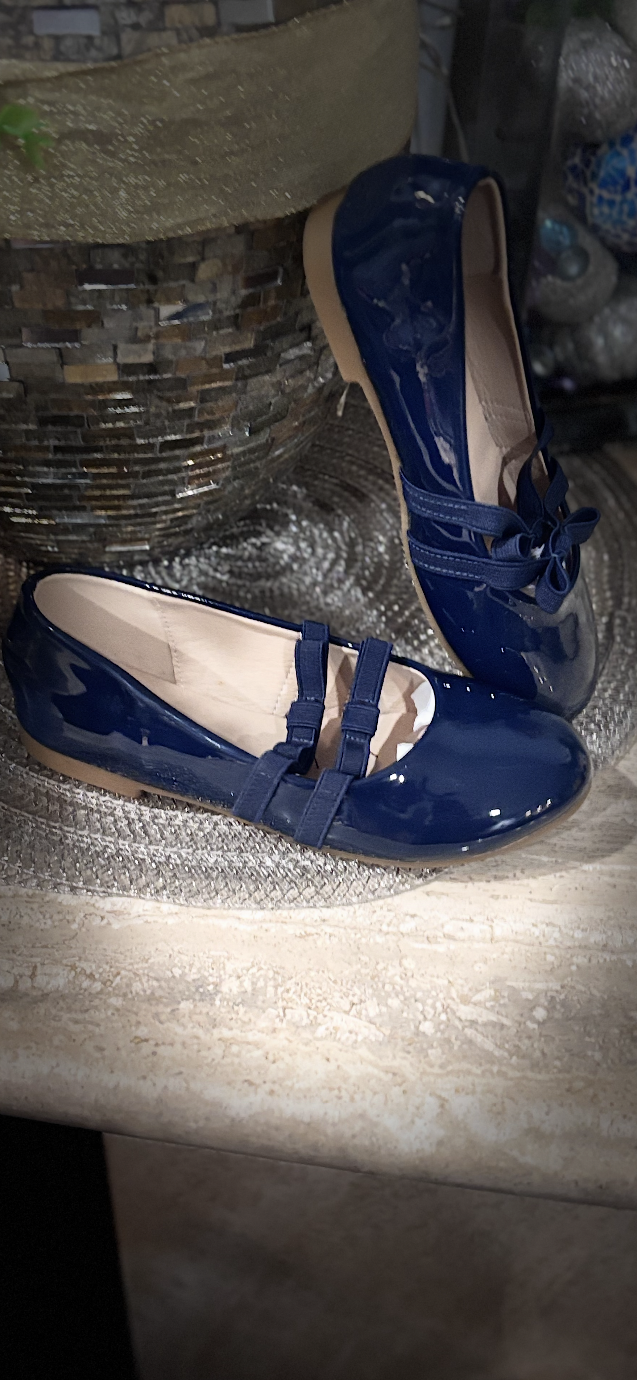 BONUS INCLUDED! Girls Navy Patent Mary Jane Dress Shoes Size 3 + Sparkly Plush C