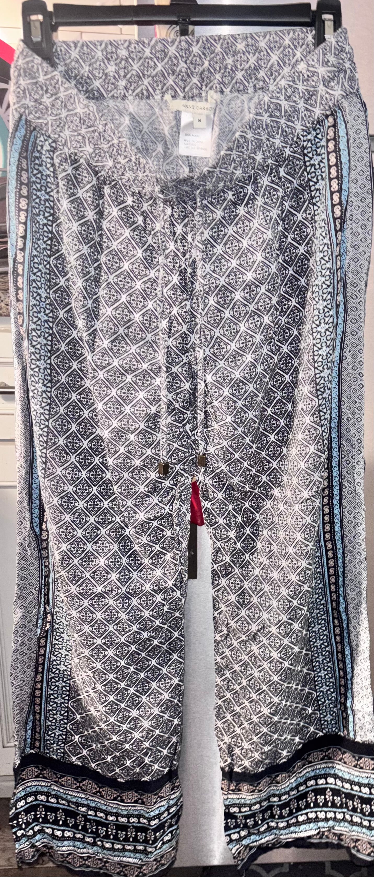 Anne Carson  Boho Printed Drawstring Pants – Women’s Medium