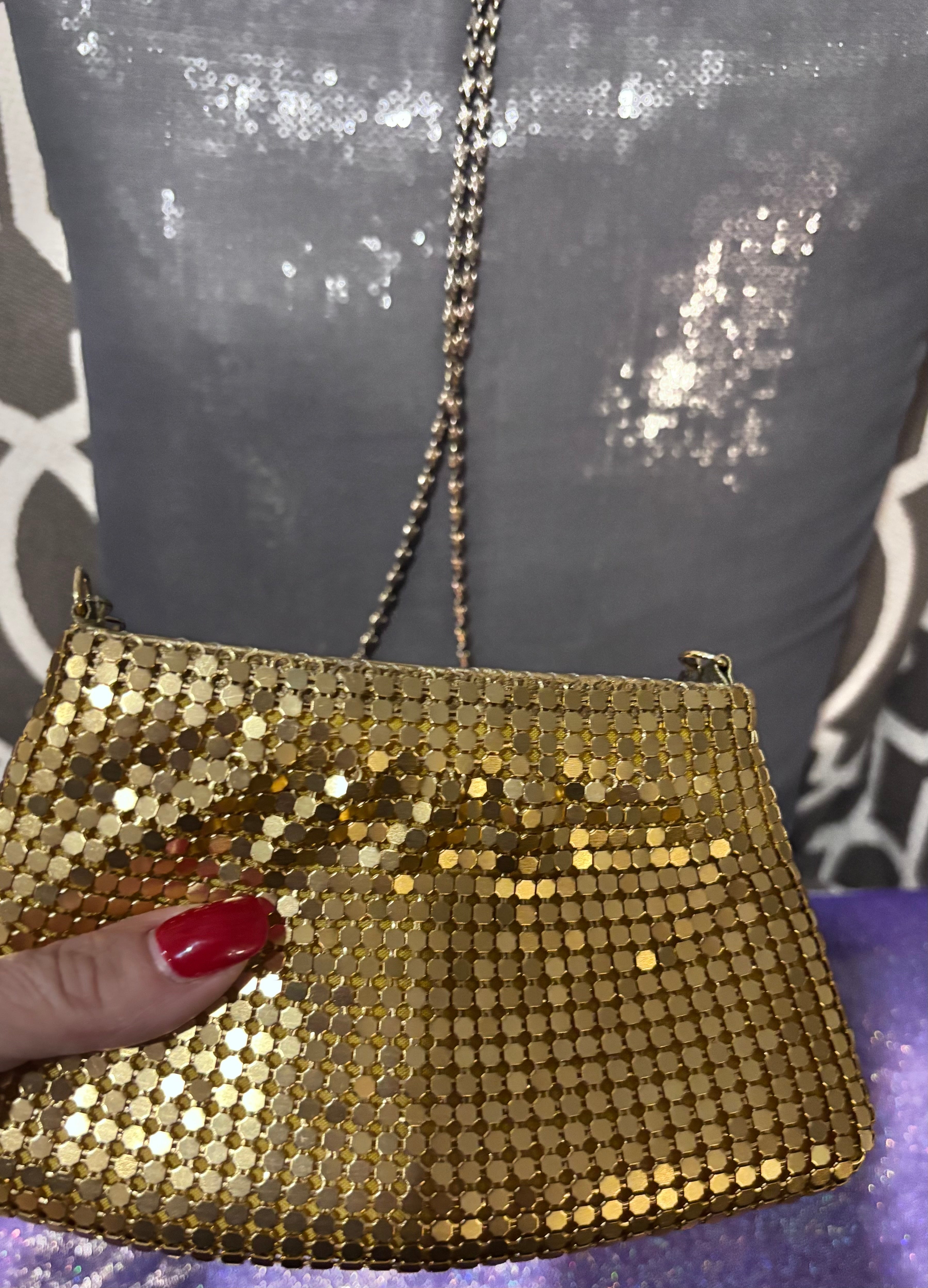 Vintage Gold Metal Mesh Evening Bag