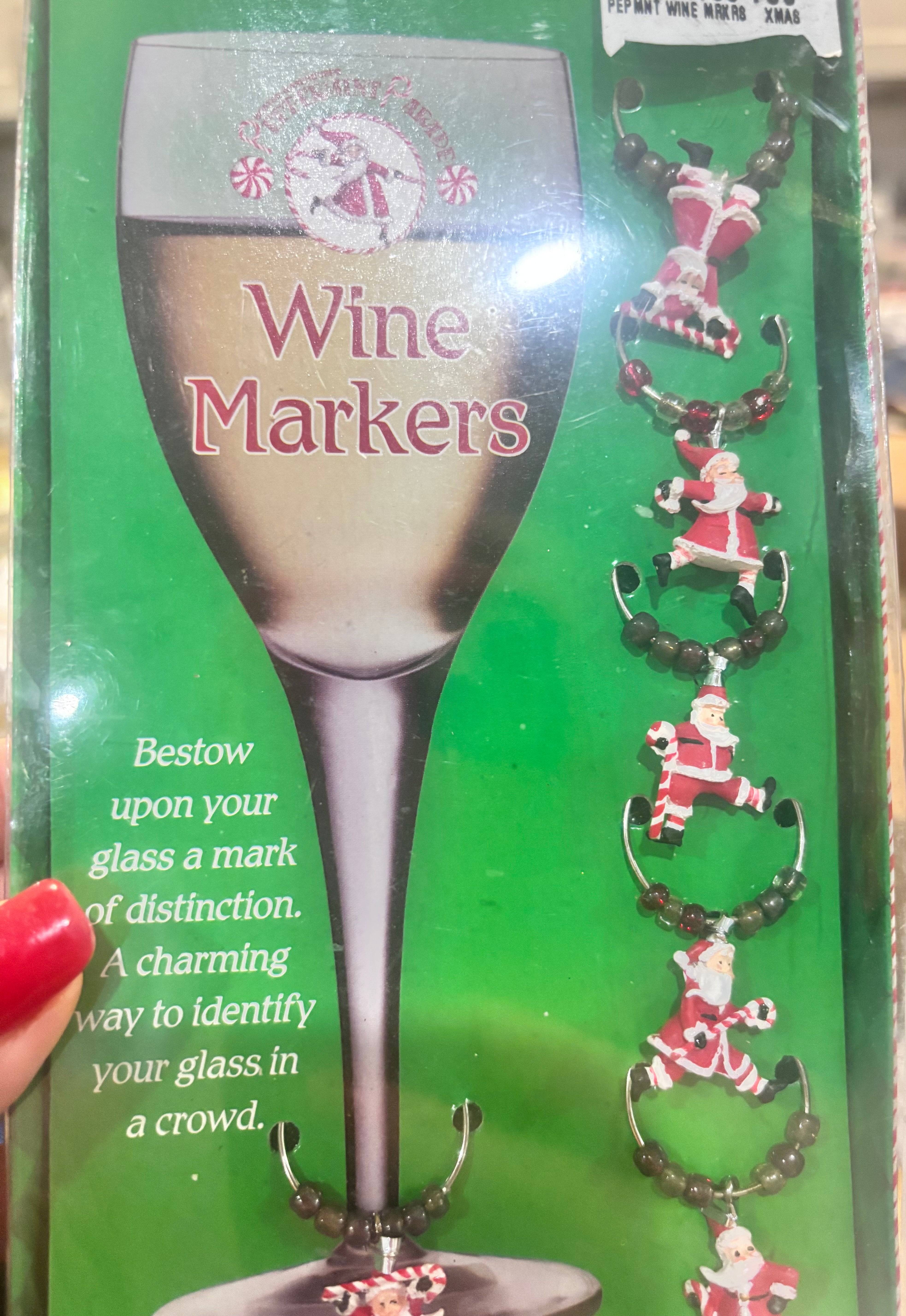 Peppermint Parade Wine Markers – Set of 6 (Boston Warehouse, 2003)