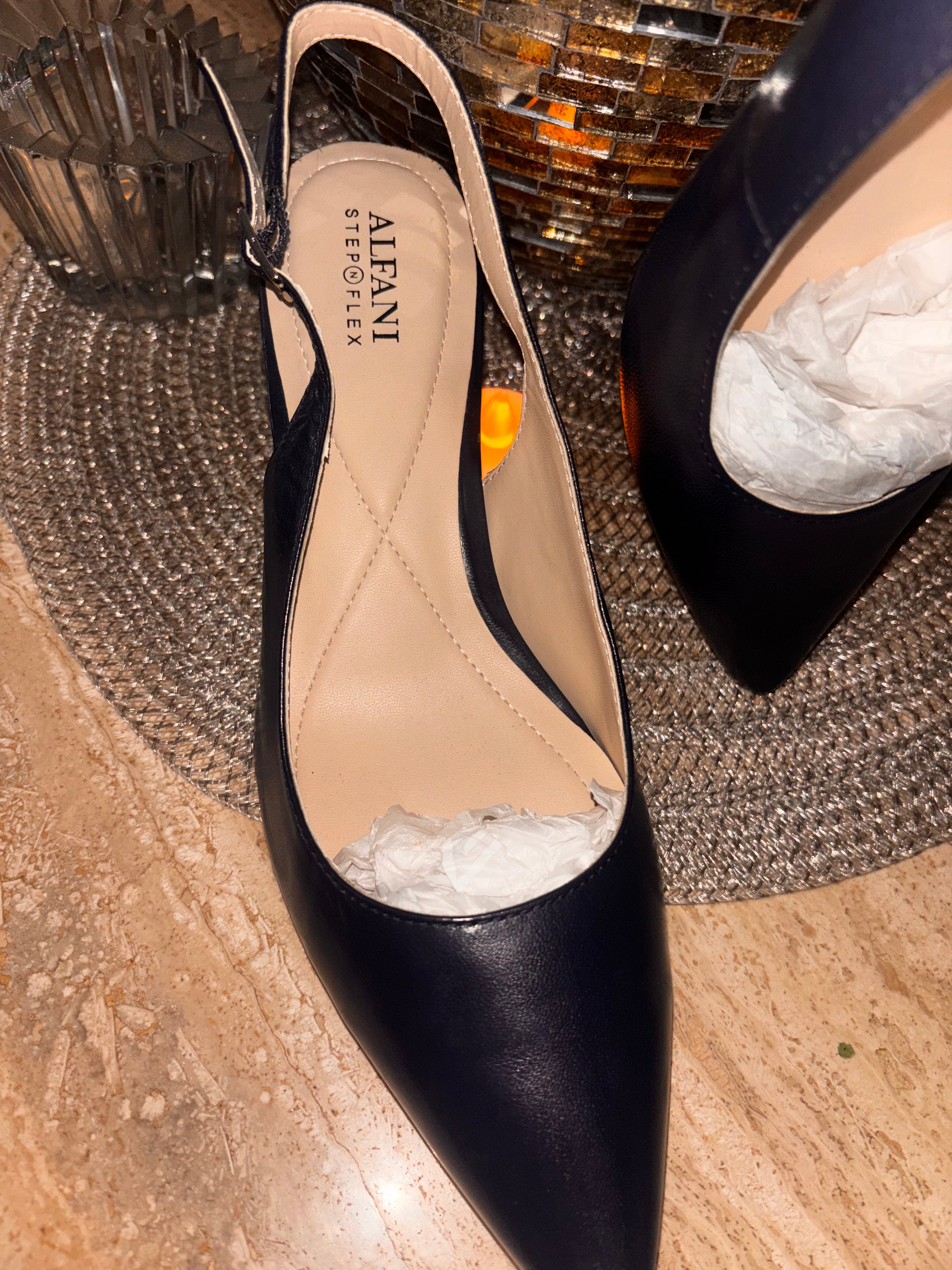 Alfani Step Flex Navy Blue Slingback Heels – Size 9M