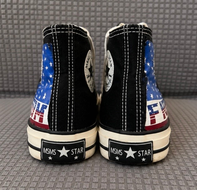 Preowned MSMS Star “Freedom” High Top Canvas Sneakers- Size EU 40