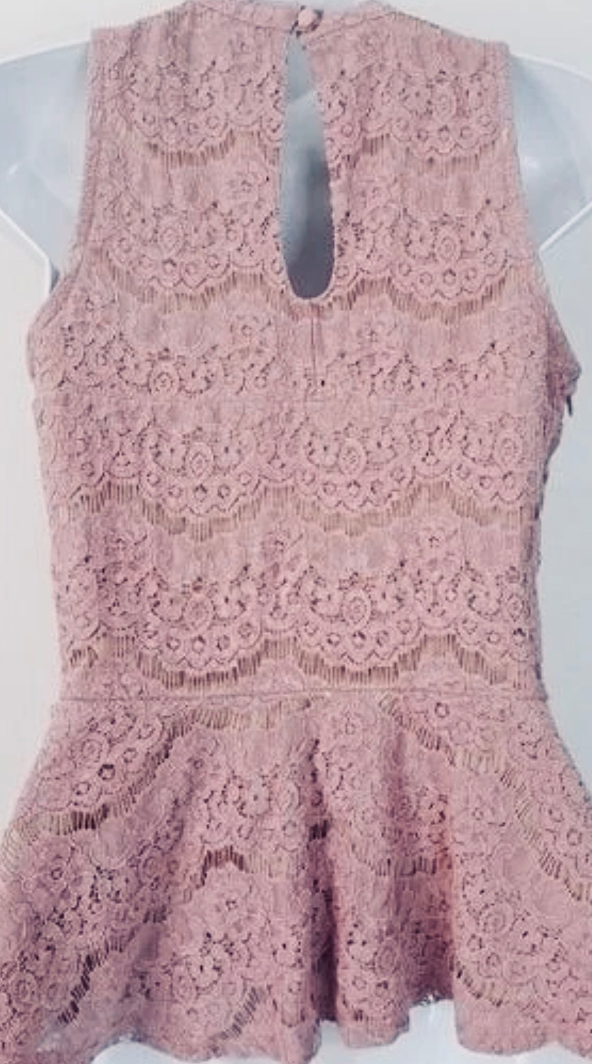 Love, Fire Mauve Lace Peplum Top + Pearl Satin Headband Set