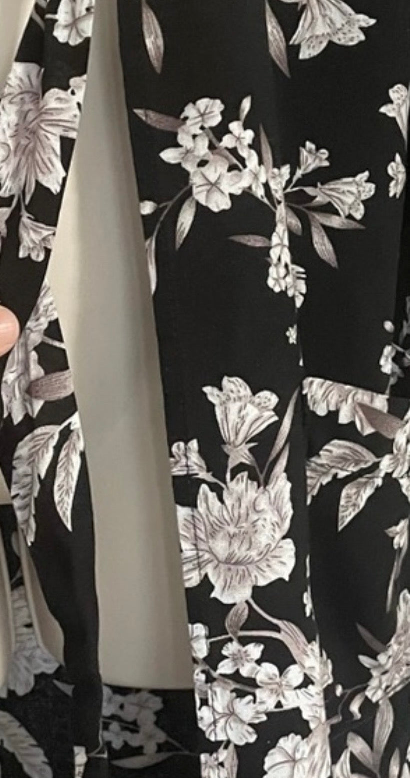 Spiritual Gangster Black & White Floral Longline Kimono One Size