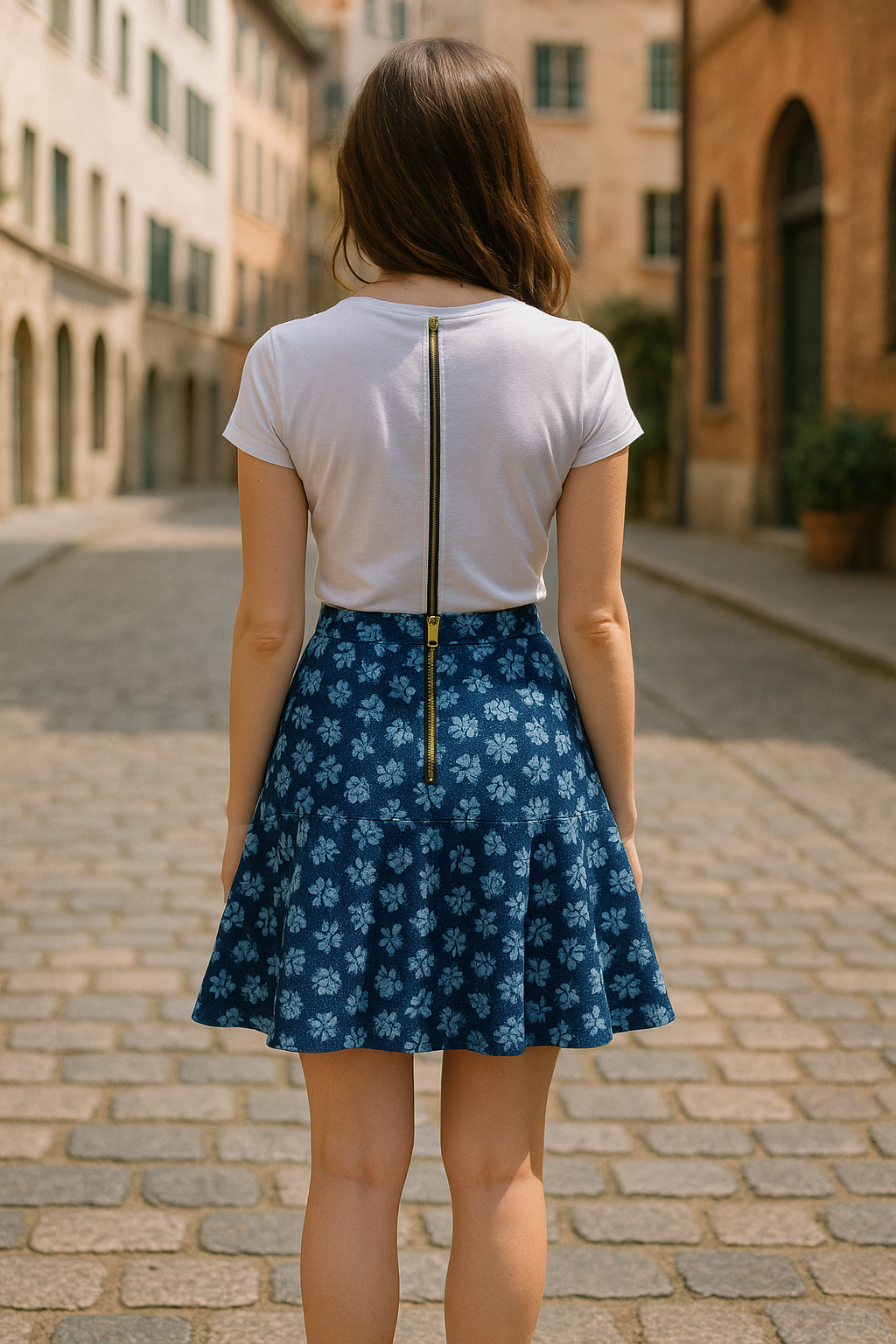 Michael Kors Navy Blue Floral Skater
Mini Swing Skirt Back Zip Size 2