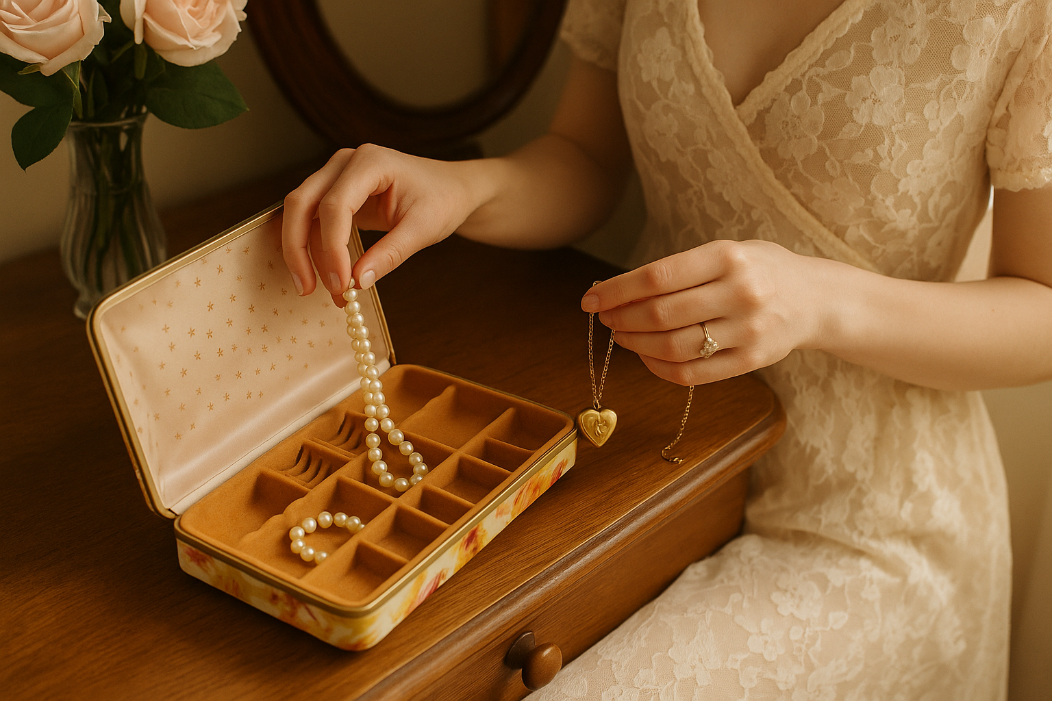Vintage Floral Jewelry Box – 1960s–1970s Era