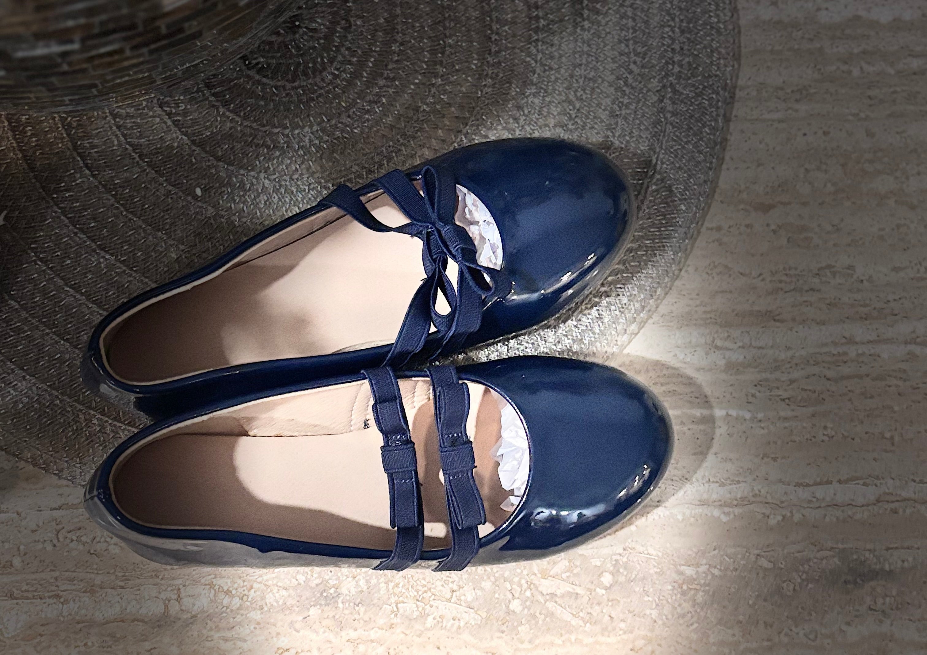 BONUS INCLUDED! Girls Navy Patent Mary Jane Dress Shoes Size 3 + Sparkly Plush C