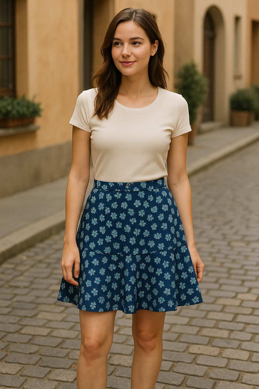 Michael Kors Navy Blue Floral Skater
Mini Swing Skirt Back Zip Size 2