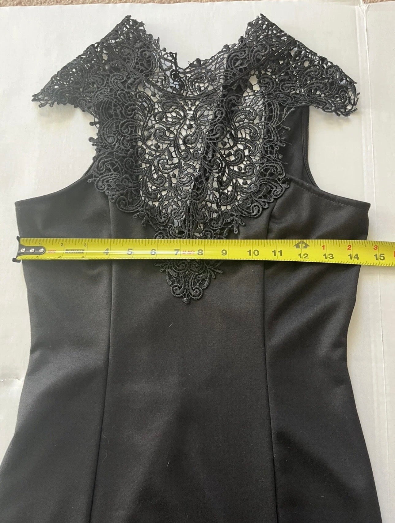 Lulu’s Black Lace Bodycon Dress Open Back Tie Made in US