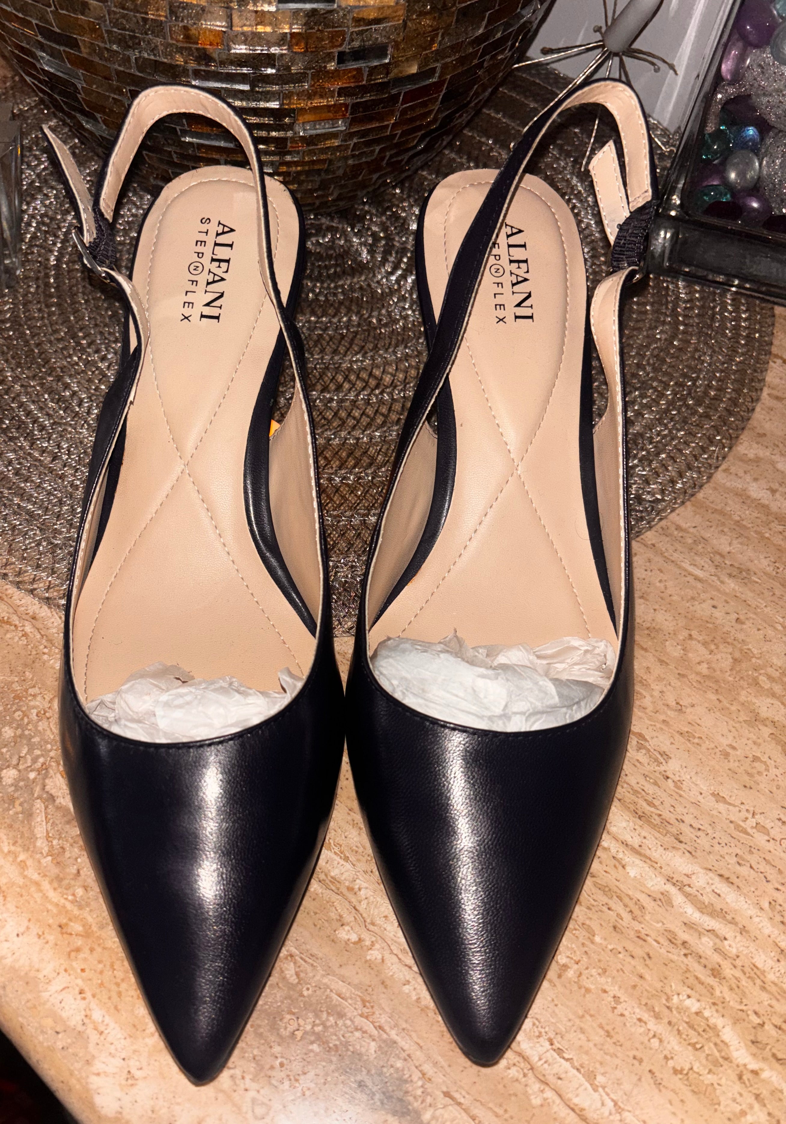 Alfani Step Flex Navy Blue Slingback Heels – Size 9M