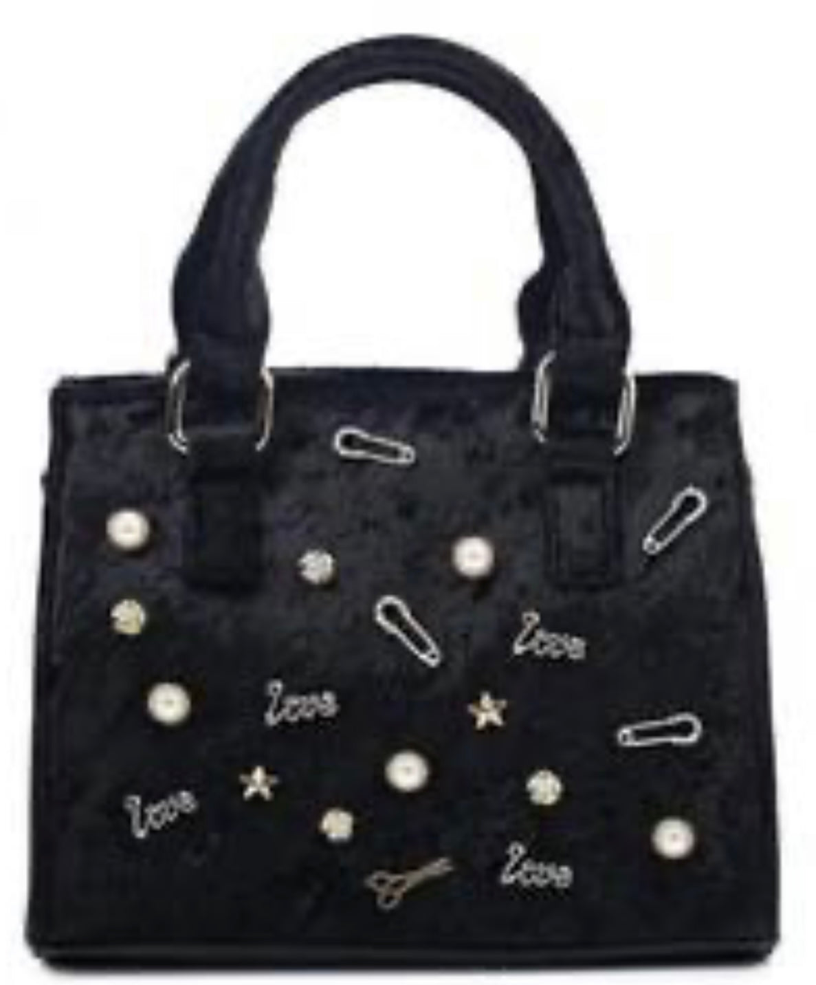 Call It Spring Embellished Black Velvet Mini Bag – Top Handle & Crossbody