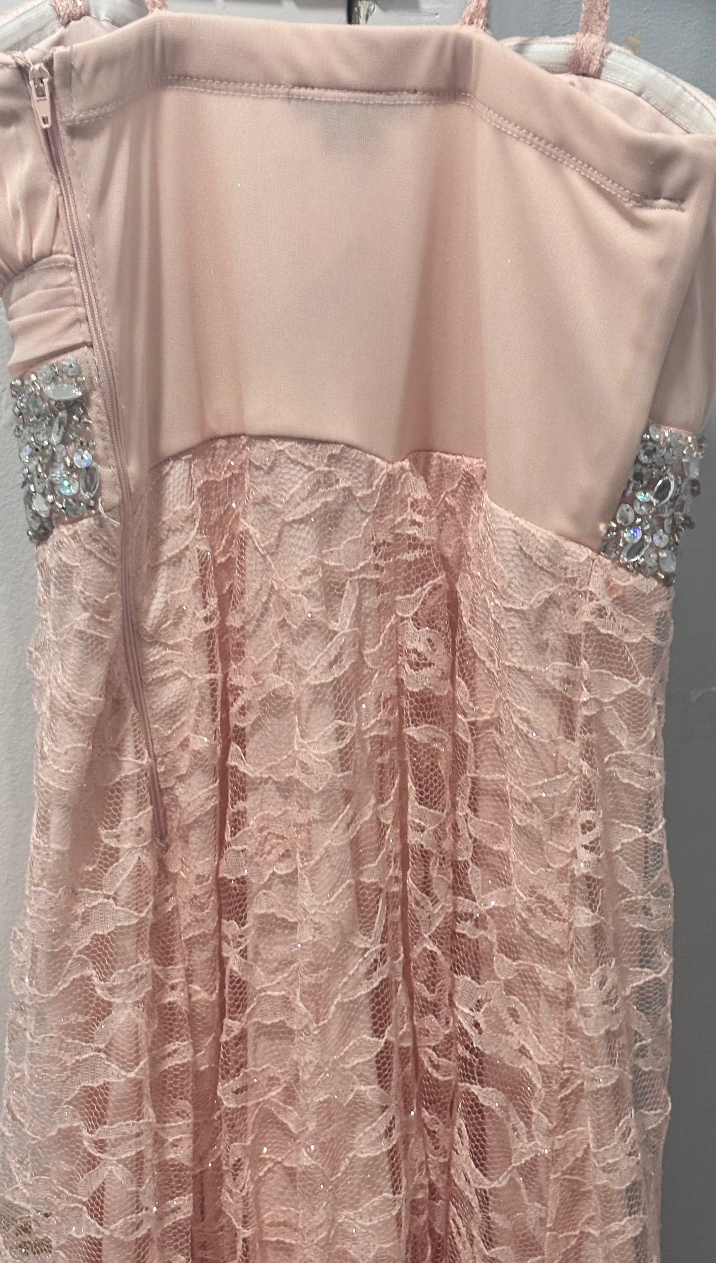 My Michelle Pink Sweetheart Lace Gown – Size 5