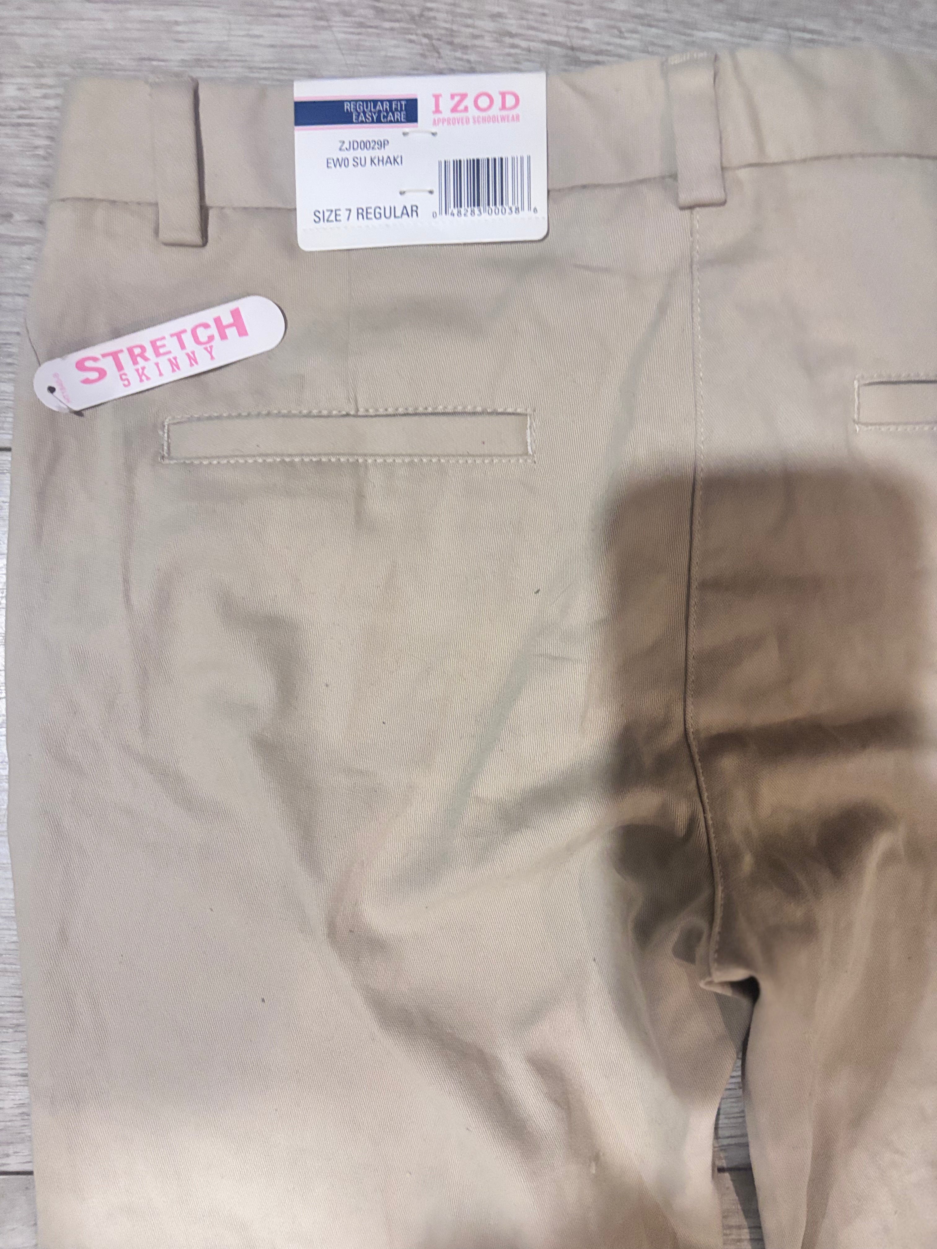 IZOD Approved Schoolwear Khaki Pants – Size 7 Regular Stretch Skinny Fit New