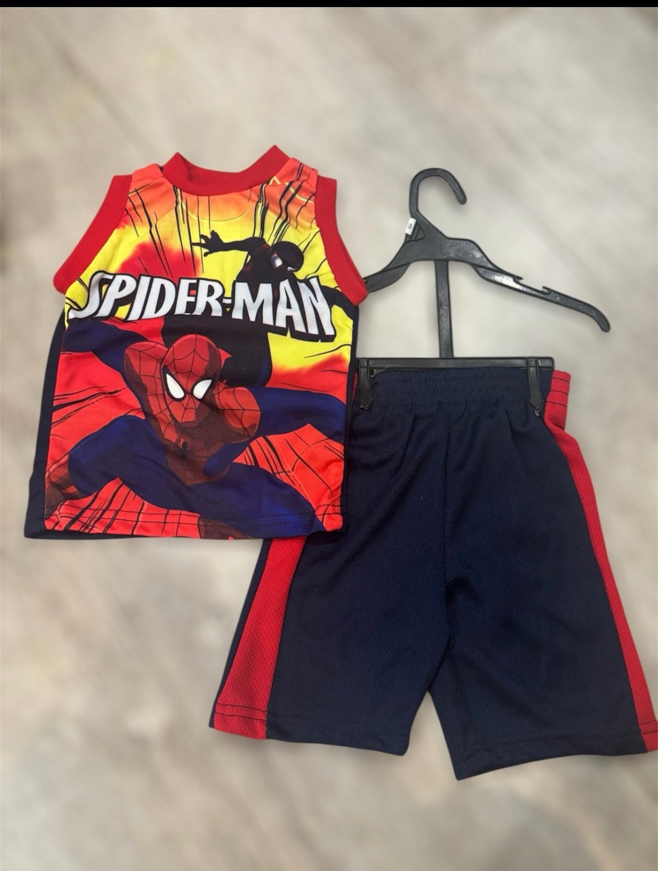 Adorable Spider-Man top with shorts 24 months