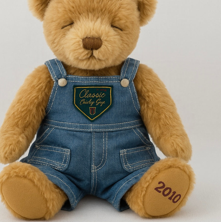 Burberry Fragrances 2010 Collectible Teddy Bear – Mint Condition + Baby Gap denim overalls