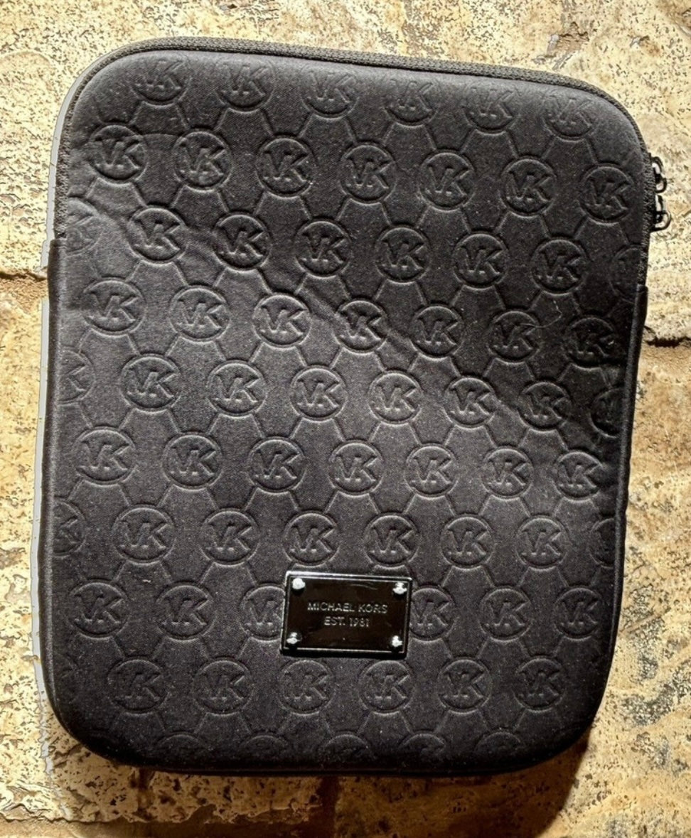 Michael Kors Black Neoprene iPad Case Embossed Logo new with tags