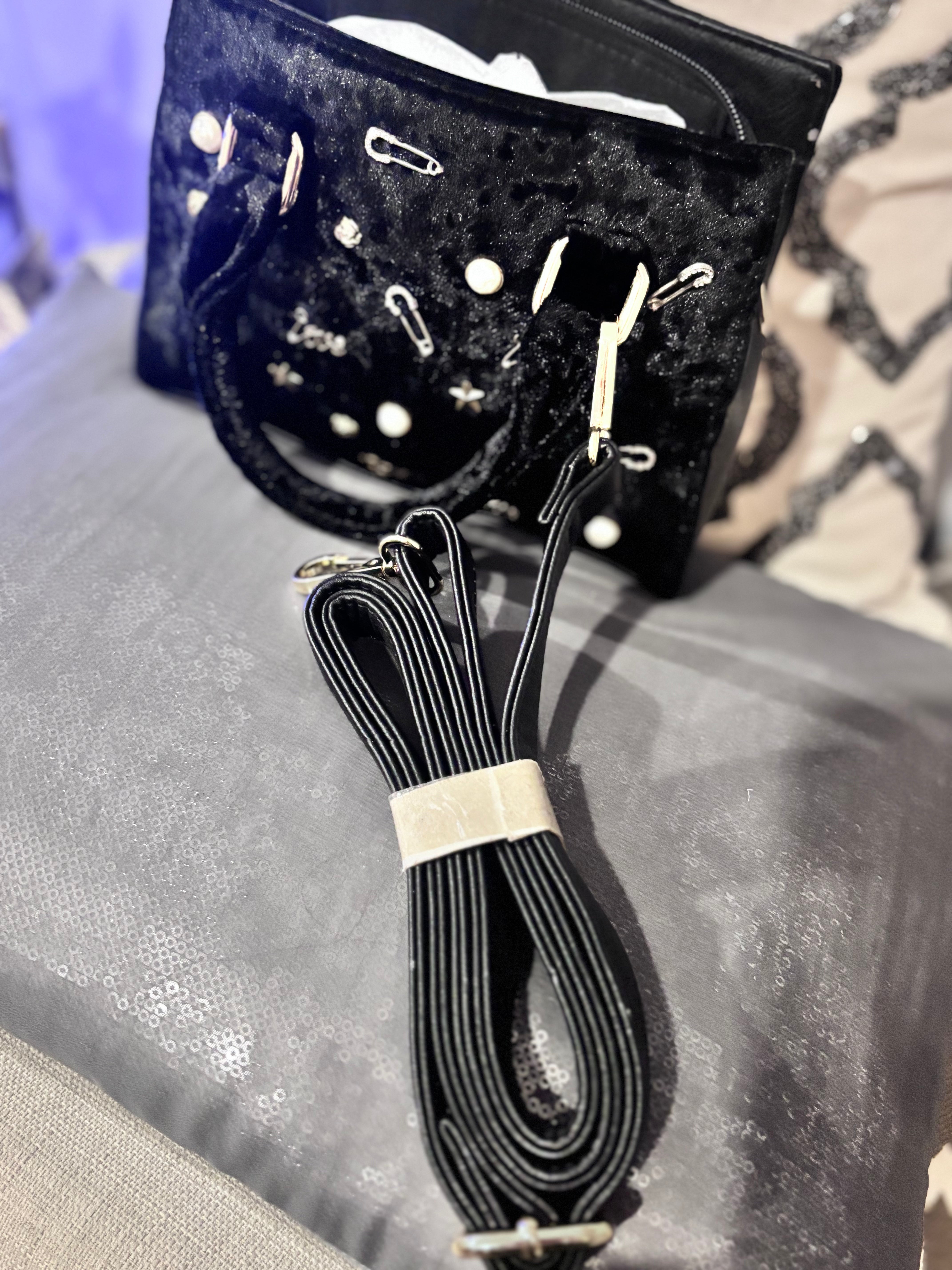 Call It Spring Embellished Black Velvet Mini Bag – Top Handle & Crossbody