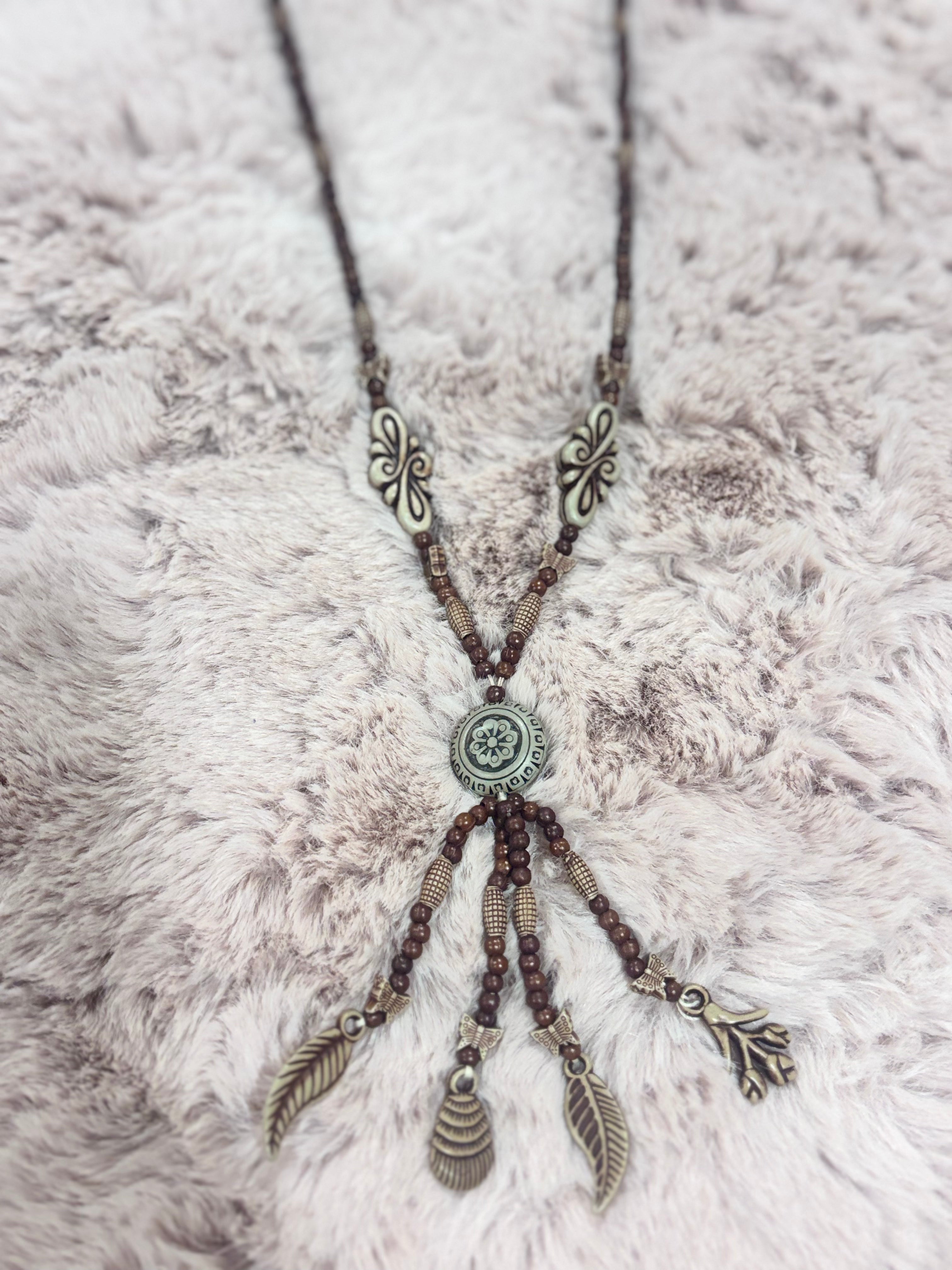 Boho Earth-Tone Charm Necklace