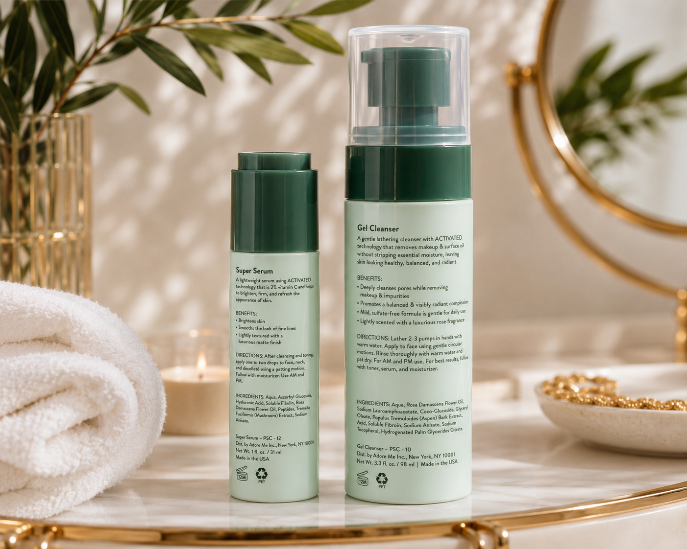 Prestige Skincare Set Gel Cleanser 3.3oz & Super Serum 1oz New Beauty Bundle