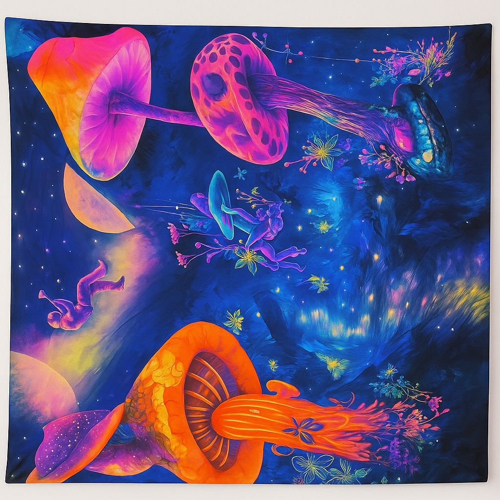 Psychedelic Galaxy Mushroom Wall Tapestry – 3’x5’