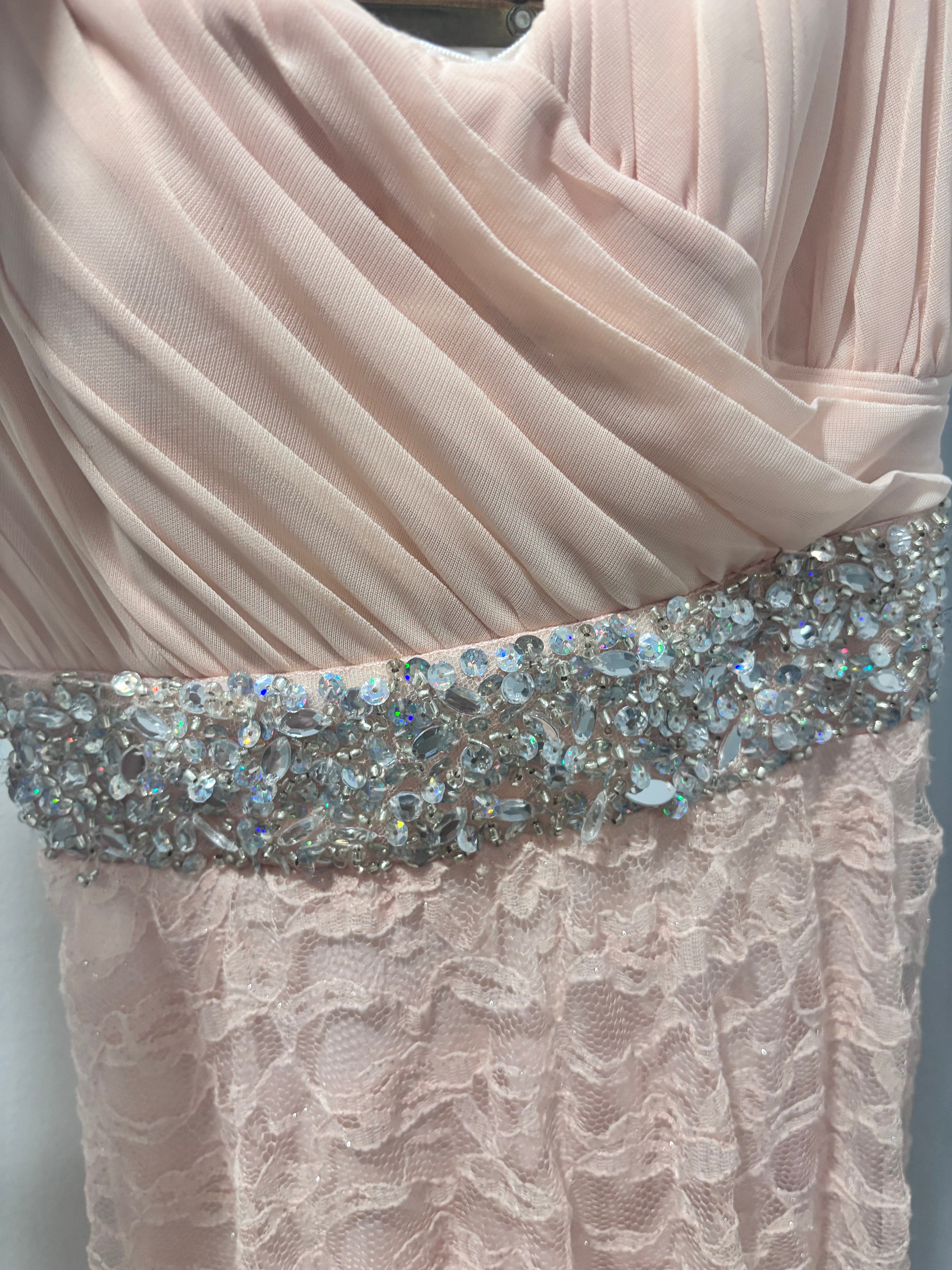 My Michelle Pink Sweetheart Lace Gown – Size 5