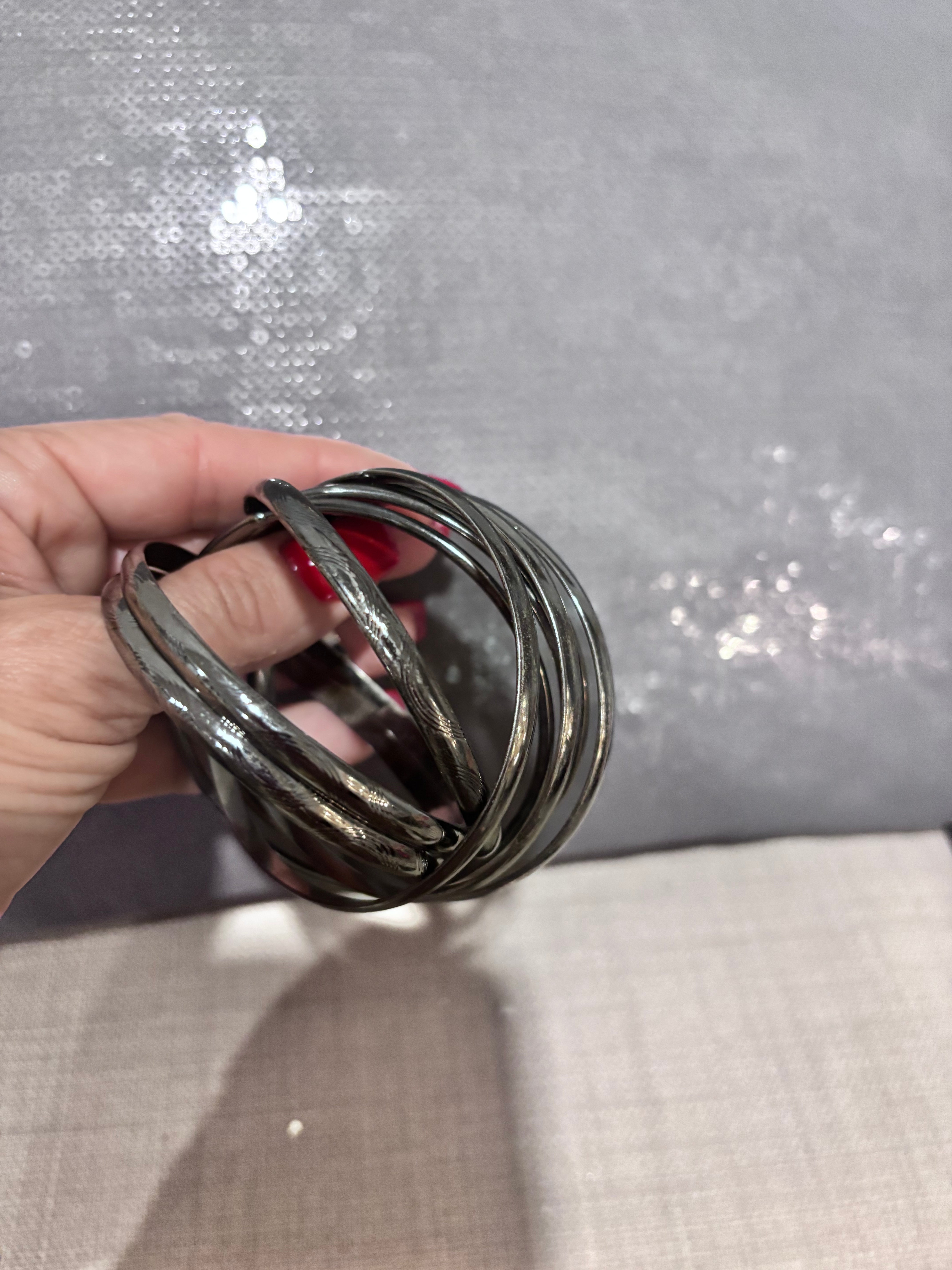 Set of Silver-Tone Interlinked Bangles