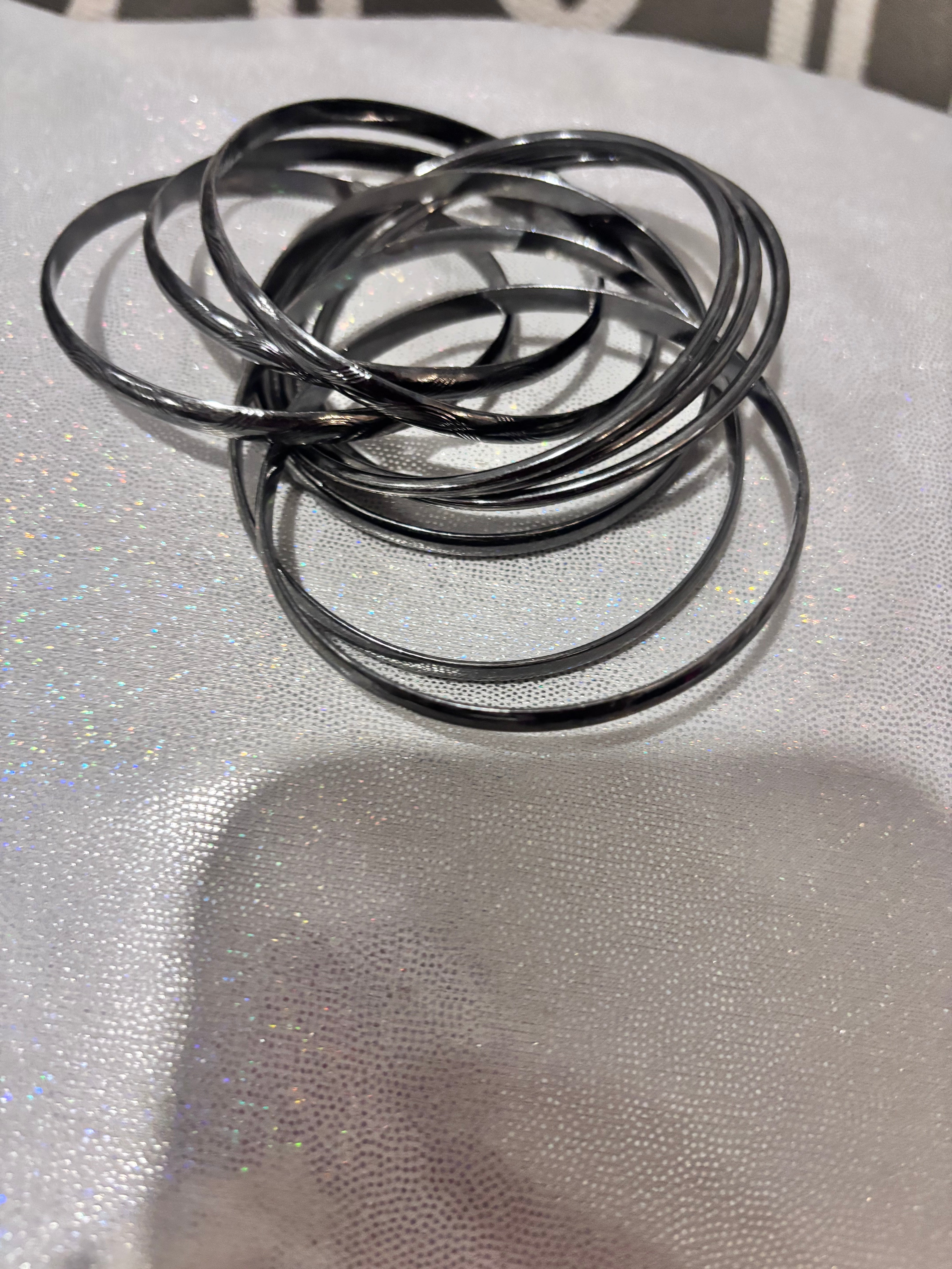 Set of Silver-Tone Interlinked Bangles