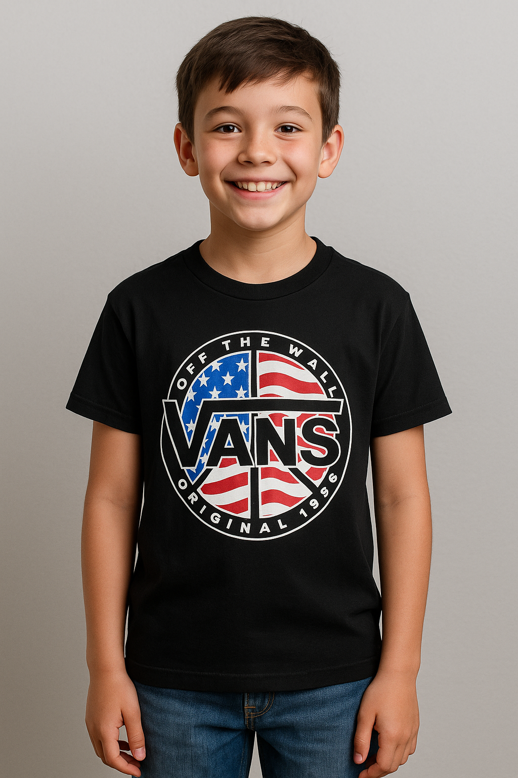 Vans “Off the Wall” USA Flag Graphic Tee – Black – Size Large (Fits Like Small)