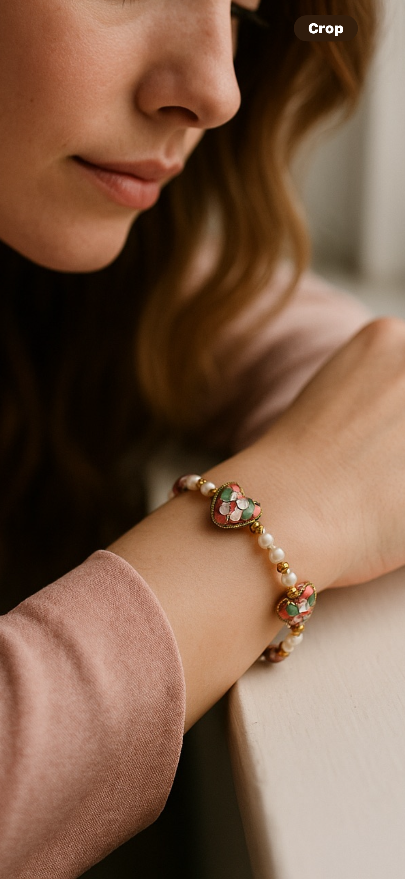 Romantic Pink Pearl Heart Bracelet - Handmade & Genuine Pearls