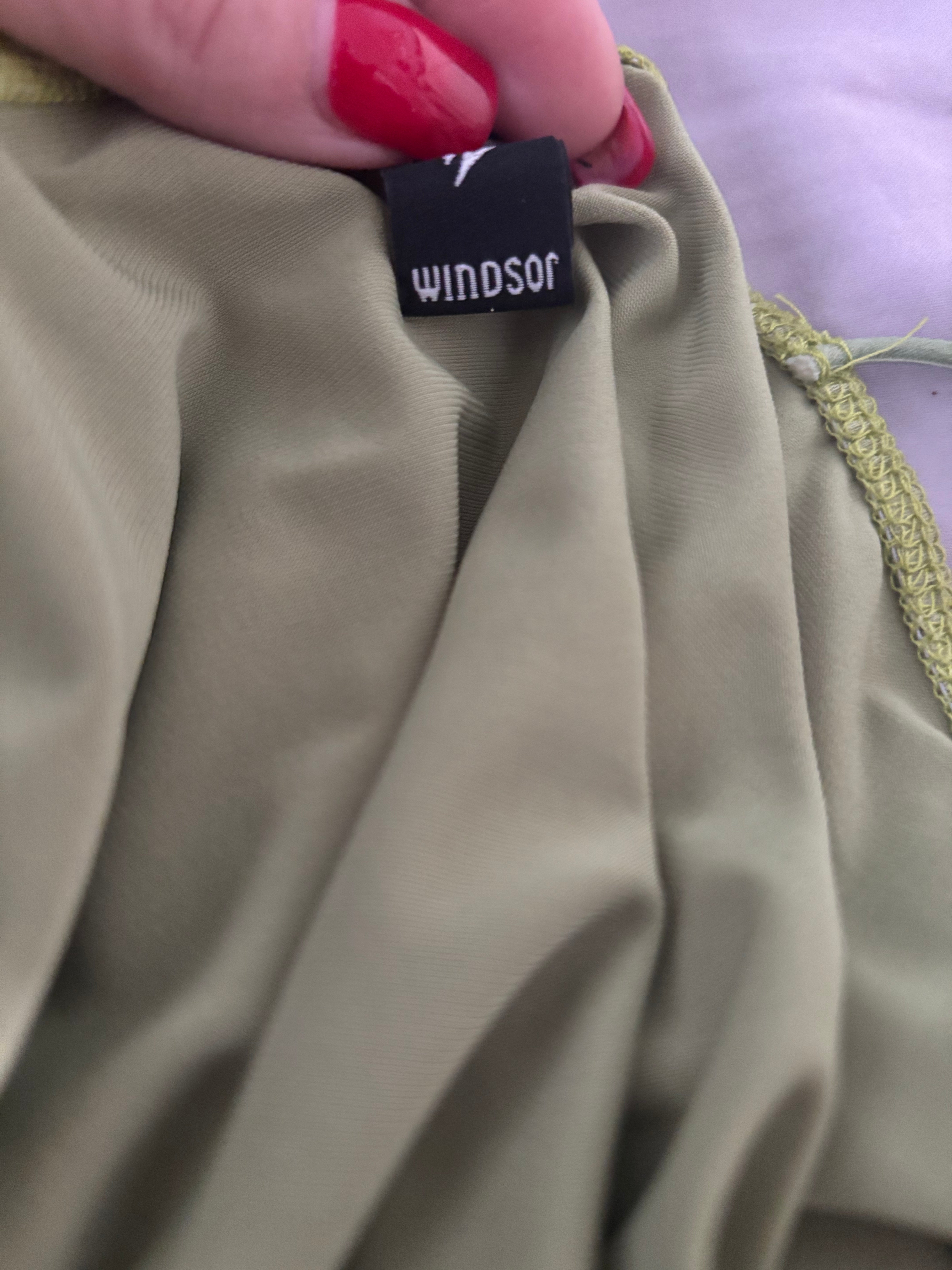 Windsor Green Draped Cowl Neck Ruched Dress – Small