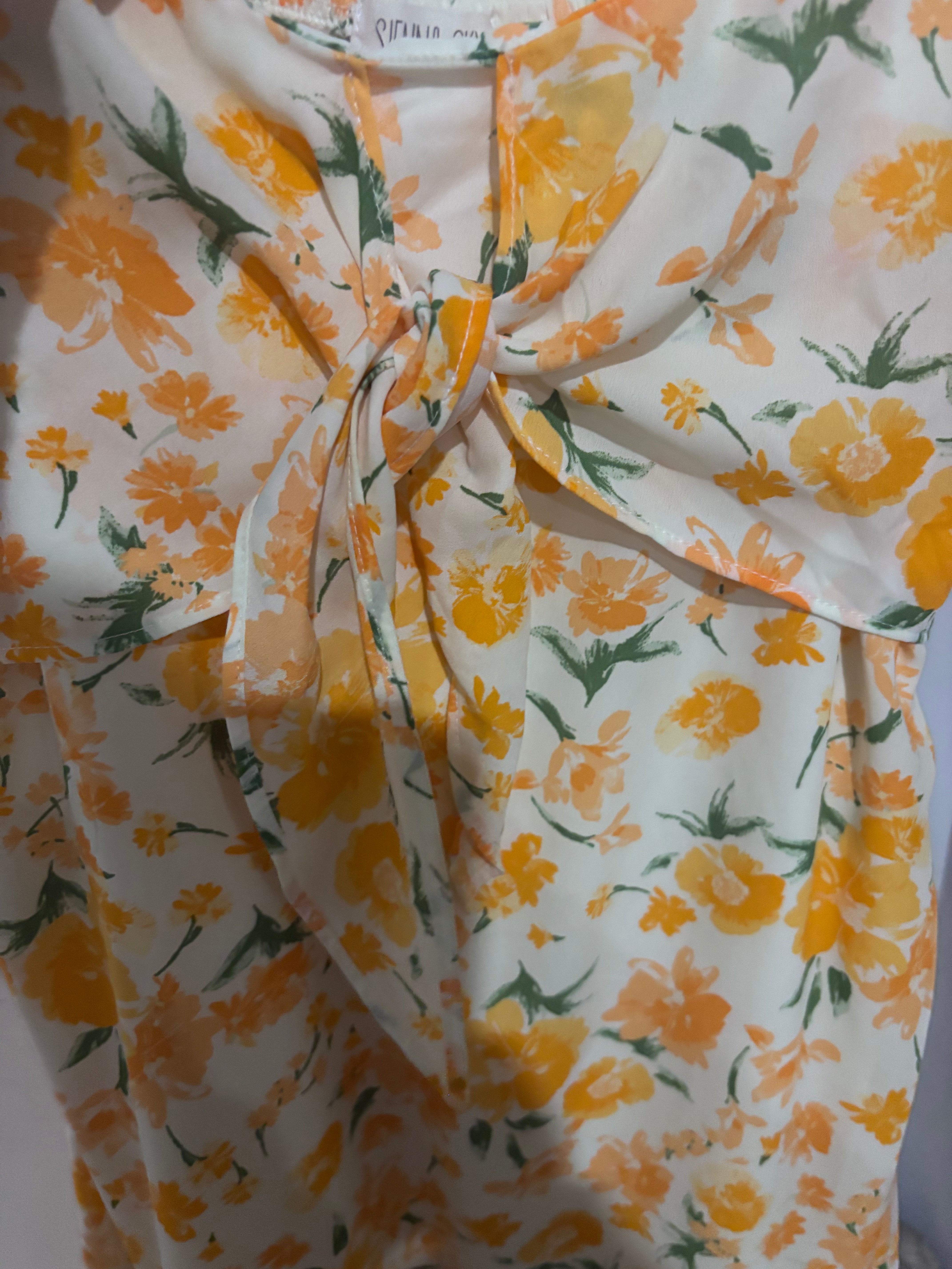 Sienna Sky Floral Off-Shoulder Tie Front Dress – Size Small
