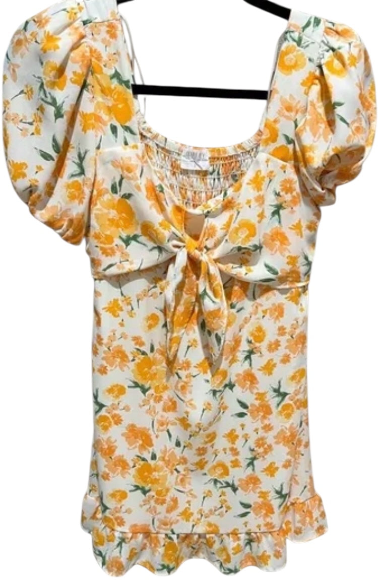 Sienna Sky Floral Off-Shoulder Tie Front Dress – Size Small