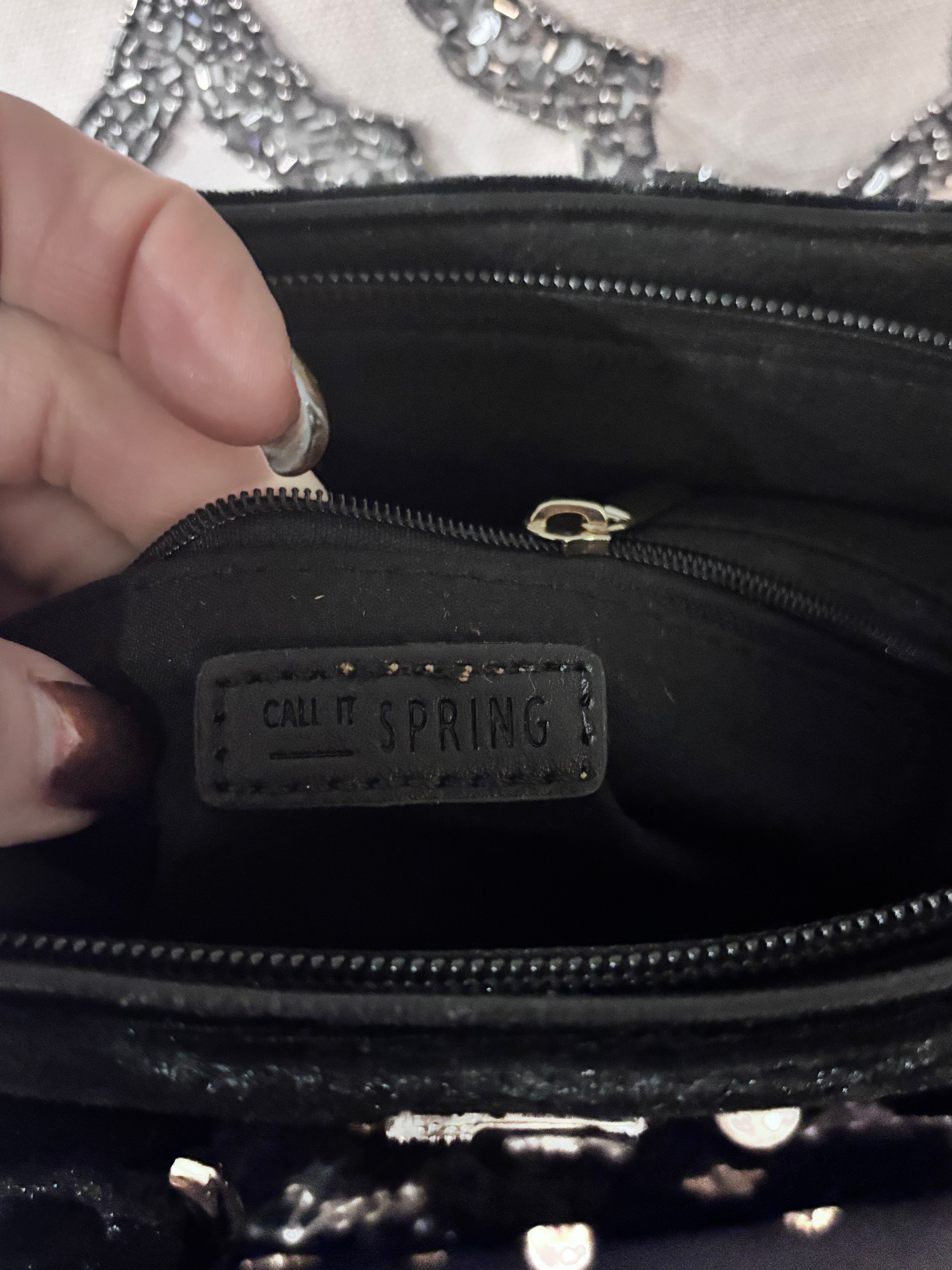 Call It Spring Embellished Black Velvet Mini Bag – Top Handle & Crossbody