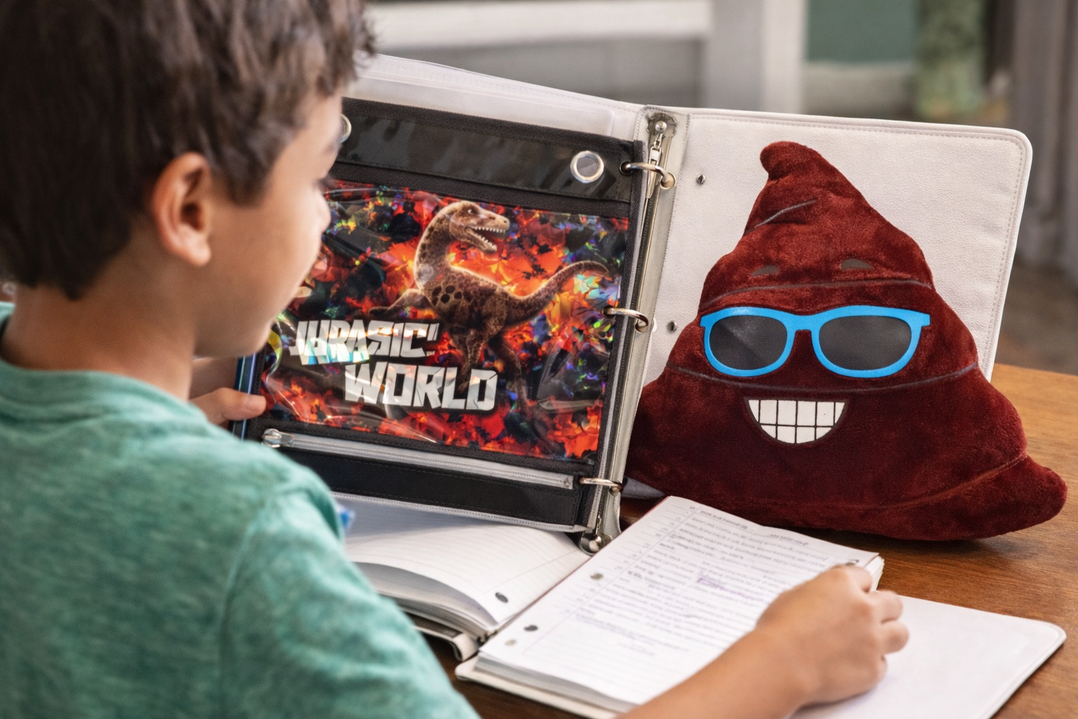 Jurassic World Pencil Pouch & Poop Emoji Plush – Hudson Fun Kids Gift Bundle