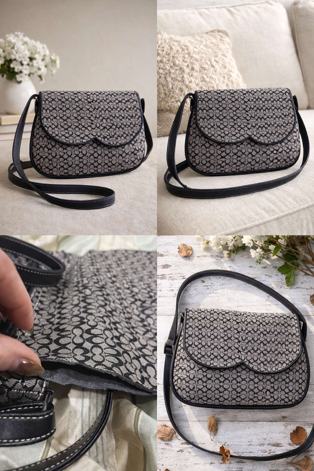 Vintage Coach Signature Jacquard Crossbody Bag