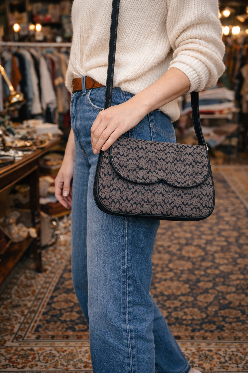 Vintage Coach Signature Jacquard Crossbody Bag