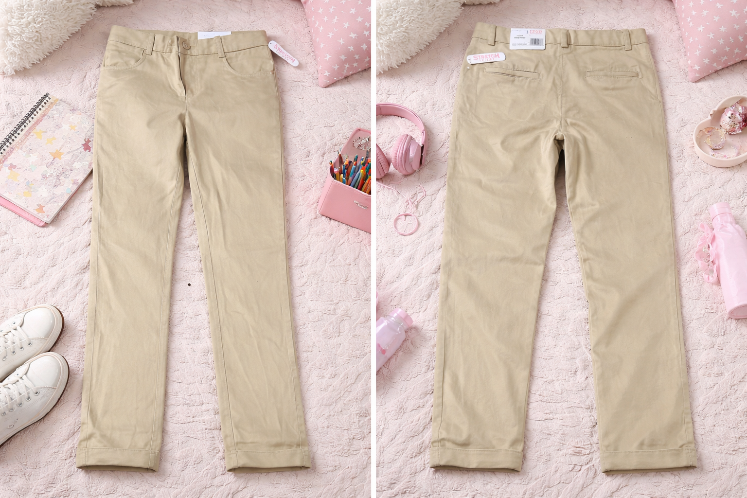 IZOD Approved Schoolwear Khaki Pants – Size 7 Regular Stretch Skinny Fit New