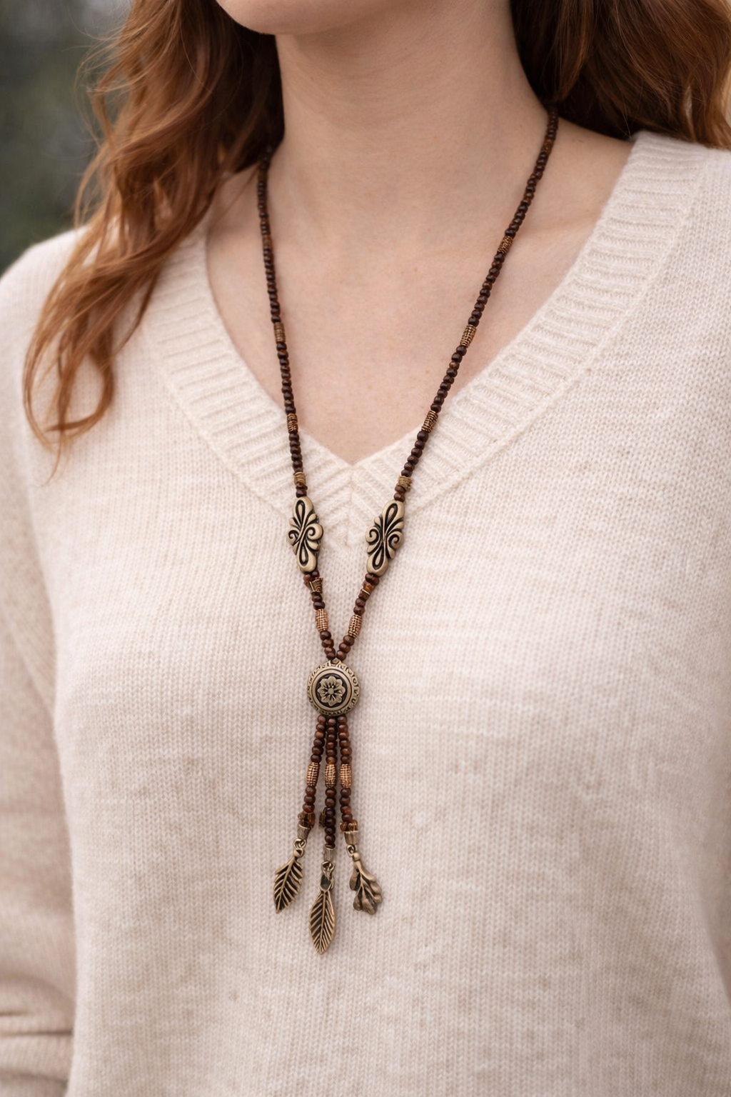 Boho Earth-Tone Charm Necklace