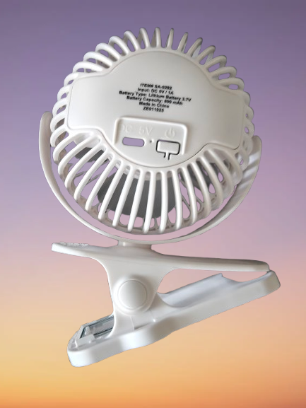 Portable Rechargeable Clip-On Fan – 360° Rotation | USB Powered | 3 Speeds
