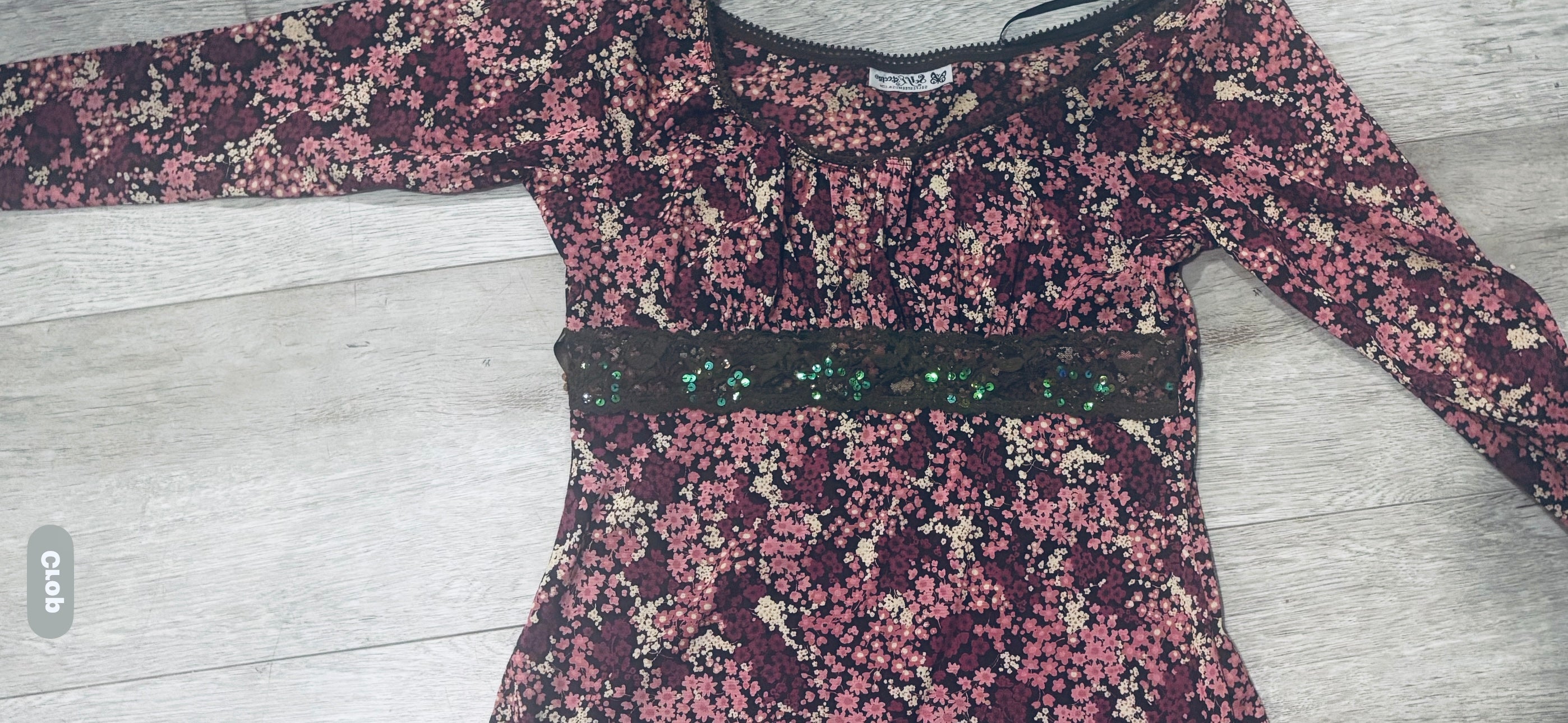 Self Esteem Floral PRINT  and Empire Waist with Lace  Detail BOHO Vintage Style