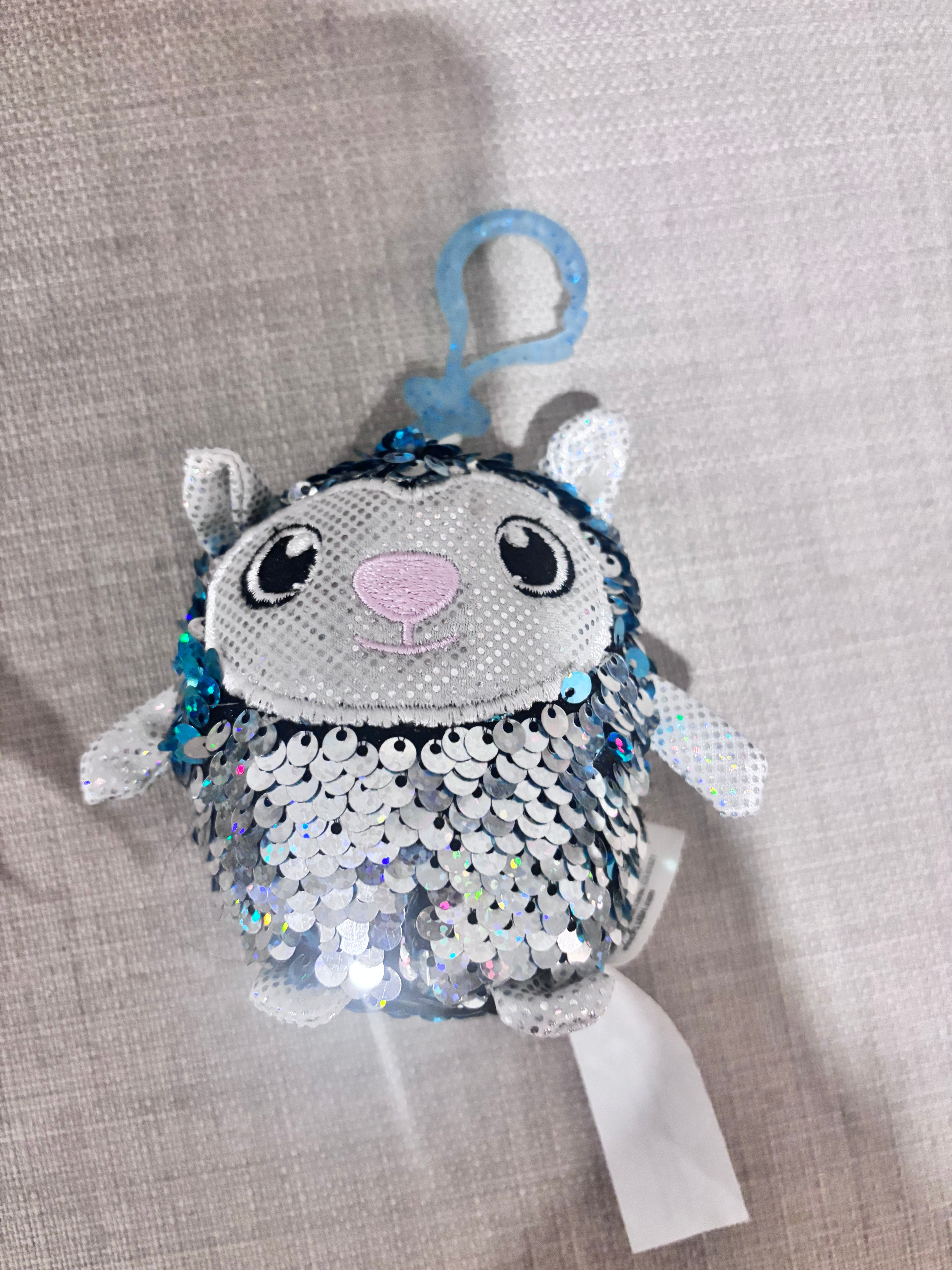 Whimsical Reversible Sequin Animal Plush Bag Charm