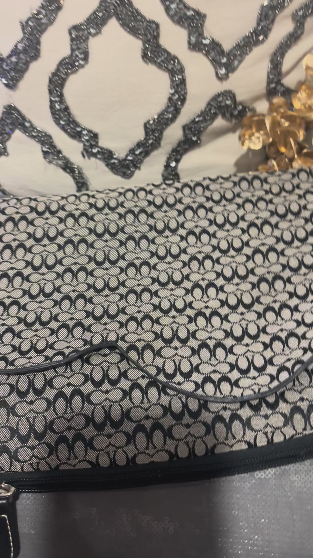 Vintage Coach Signature Jacquard Crossbody Bag